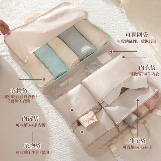 【一袋搞定❗️旅行收纳袋】一包装下衣物、洗漱用品等全部行李，可悬挂设计，打开后分区一目了然，无需翻找，合上就能轻松带走，衣物专用内衣内裤分装包出差行李必备五一假期旅行QQ 商品图2