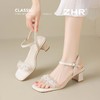 ZHR一字带粗跟凉鞋女2026新款夏季外穿配裙子软底轻便百搭高跟鞋 商品缩略图6