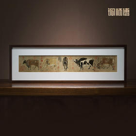铜师傅 手工錾刻 铜雕画《五牛图（桌面）》书房办公桌装饰画