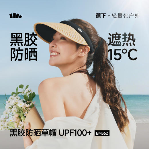 【26春夏新品】蕉下女士空顶黑胶防晒草帽BM562 商品图0