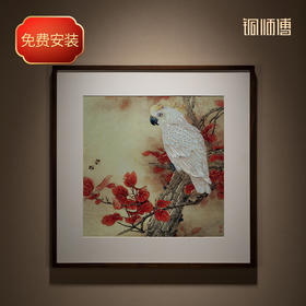 铜师傅 手工錾刻 铜雕画《红叶鹦鹉》客厅玄关画沙发背景墙装饰画