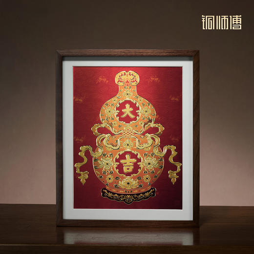 铜师傅 手工錾刻 铜雕画《福禄大吉（桌面）系列 》书房办公室装饰画 商品图2