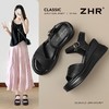 ZHR则则头层牛皮增高厚底一字凉鞋2026夏季新款坡跟高跟女鞋 商品缩略图2