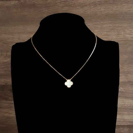 【95新】梵克雅宝Vintage Alhambra系列VCARA45900中号18K黄金镶白贝母四叶草白花项链女士180426NJS116 商品图6