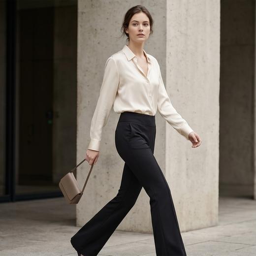 PALUOPO/PL含桑蚕丝提臀修身瑜伽裤外穿百搭时尚优雅微喇裤ES250391Z 商品图3