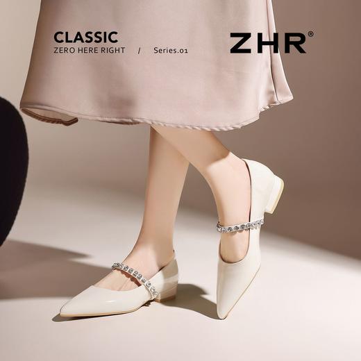 ZHR则则法式裸色尖头浅口玛丽珍单鞋女2026夏季新款百搭粗跟女鞋 商品图9