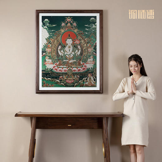 铜师傅 手工錾刻 唐卡铜雕画《四臂观音》 商品图5
