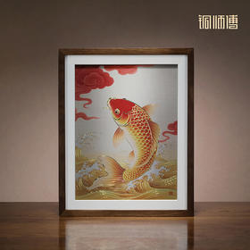 铜师傅 手工錾刻 铜雕画《好运来（桌面）》书房办公桌锦鲤装饰画