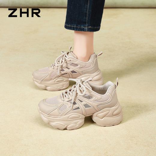 ZHR网面透气老爹鞋2026夏季新款时尚厚底小个子显高增高运动鞋女 商品图8