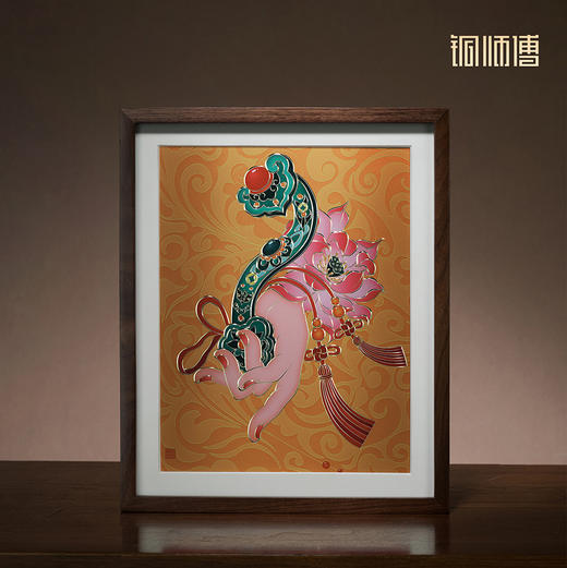 铜师傅 手工錾刻 铜雕画《福禄大吉（桌面）系列 》书房办公室装饰画 商品图3