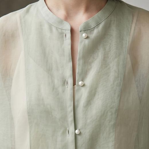 PALUOPO/PL新中式桑蚕丝圆领纯色宽松衬衫遮阳真丝外套ES23872Z-A帕罗 商品图7