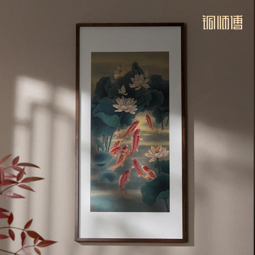 铜师傅 手工錾刻 铜雕画《九鱼呈祥》客厅玄关沙发背景墙装饰画 商品图3