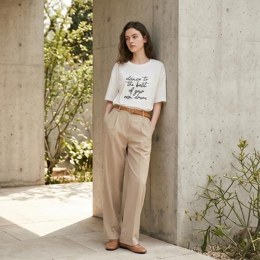 PALUOPO/PL圆领字母印花运动休闲减龄含桑蚕丝T恤ES251153Z 商品图1