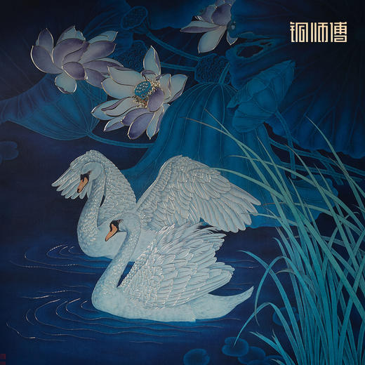 铜师傅 手工錾刻 铜雕画《蓝色之恋》客厅玄关沙发背景墙装饰画 商品图4
