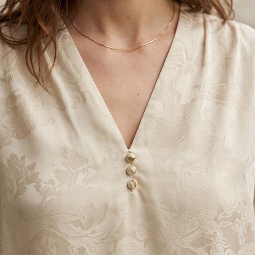 PALUOPO/PL桑蚕丝V领时尚暗纹提花宽松重磅真丝衬衫ES250765Z帕罗 商品图7