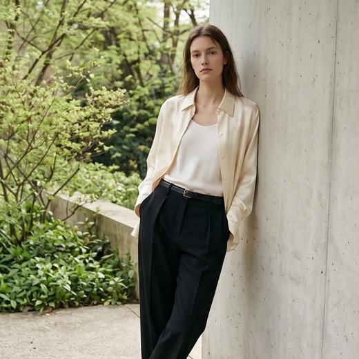 桑罗SANGLUO纯色真丝衬衫女通勤职业简约百搭长袖上衣高级光泽感03A22410 商品图4