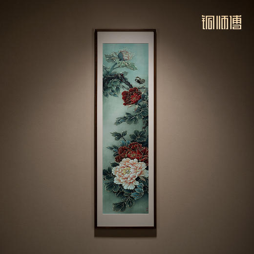 铜师傅 手工錾刻 铜雕画《富贵蝶来四条屏》客厅沙发背景墙装饰画 商品图4