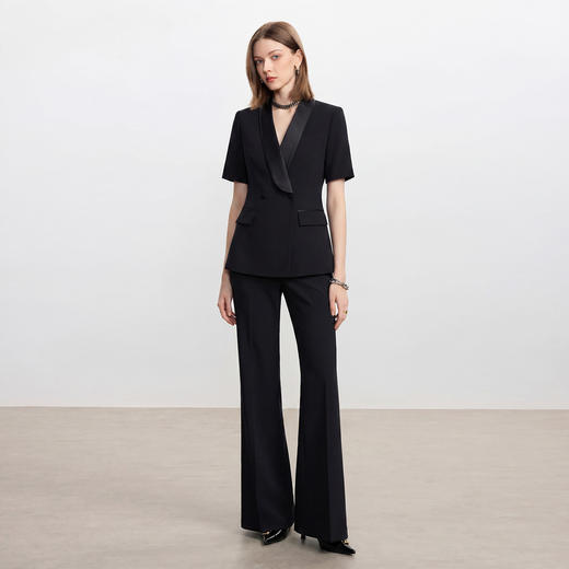 IWY/黑色职场总裁女夏短袖高级感商务气质优雅西装套裤套装C6038+P6039 商品图0