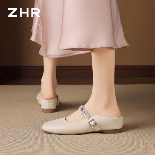 ZHR则则羊皮鞋垫镶钻穆勒拖鞋女鞋2026新款超轻便内增高沙滩凉鞋 商品图6