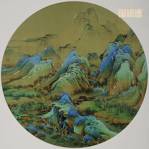 铜师傅 手工錾刻 铜雕画《千里江山 圆形》客厅背景墙装饰挂画 商品图4