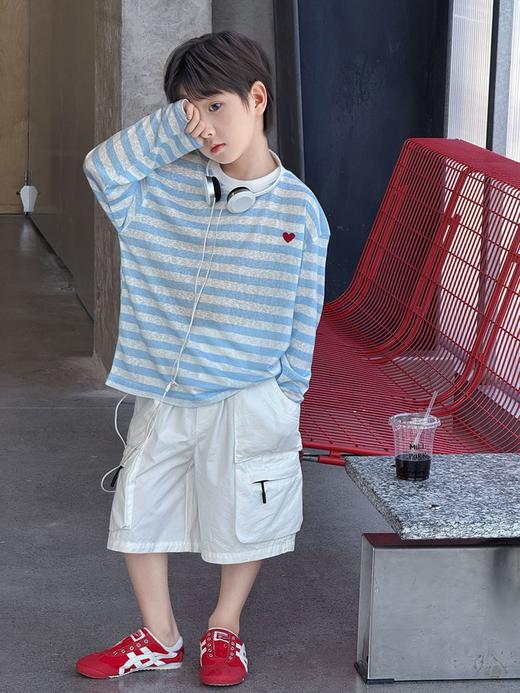 【挖到宝了🔥韩系防晒衫宝妈闭眼冲39.9 元 2 件】儿童夏季防晒打底衫 女童条纹透气轻薄长袖T恤男宝天丝麻皮肤衣 商品图2