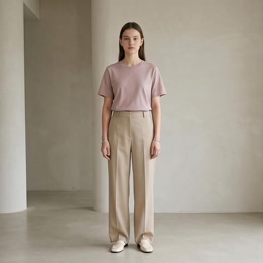 PALUOPO/PL高性价比含桑蚕丝圆领纯色亲肤休闲百搭短袖女式T恤ES23756Z-A帕罗 商品图11