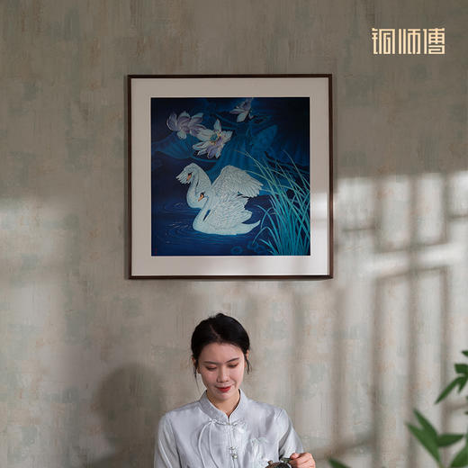 铜师傅 手工錾刻 铜雕画《蓝色之恋》客厅玄关沙发背景墙装饰画 商品图5