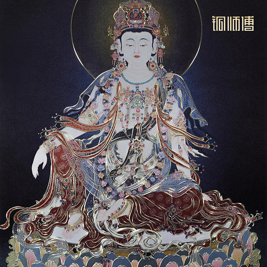 铜师傅 手工錾刻 铜雕画《水月观音（桌面）》客厅桌面装饰画 商品图3
