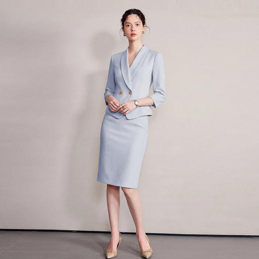 IWY/水蓝色新款女春夏七分袖气质西装裙子高知感高级感套装6CS37 商品图2