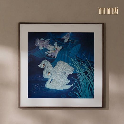 铜师傅 手工錾刻 铜雕画《蓝色之恋》客厅玄关沙发背景墙装饰画 商品图3