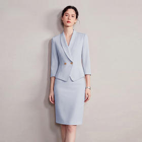 IWY/水蓝色新款女春夏七分袖气质西装裙子高知感高级感套装6CS37