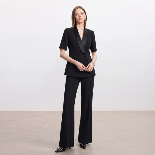 IWY/黑色职场总裁女夏短袖高级感商务气质优雅西装套裤套装C6038+P6039 商品图2