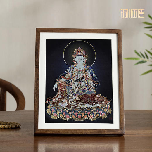 铜师傅 手工錾刻 铜雕画《水月观音（桌面）》客厅桌面装饰画 商品图2