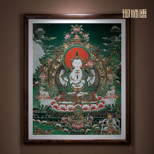铜师傅 手工錾刻 唐卡铜雕画《四臂观音》 商品图1