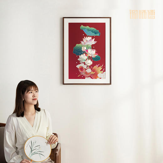 铜师傅 手工錾刻 铜雕画《荷花金鱼》装饰画 商品图5