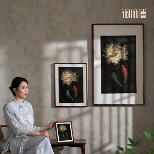 铜师傅 手工錾刻 铜雕画《福运锦鲤》客厅玄关沙发背景墙装饰画 商品图7