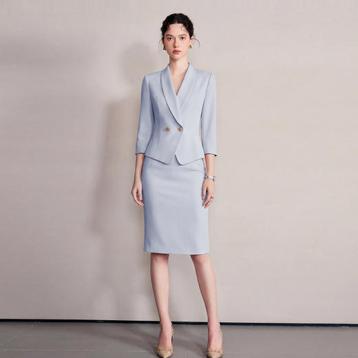 IWY/水蓝色新款女春夏七分袖气质西装裙子高知感高级感套装6CS37 商品图1