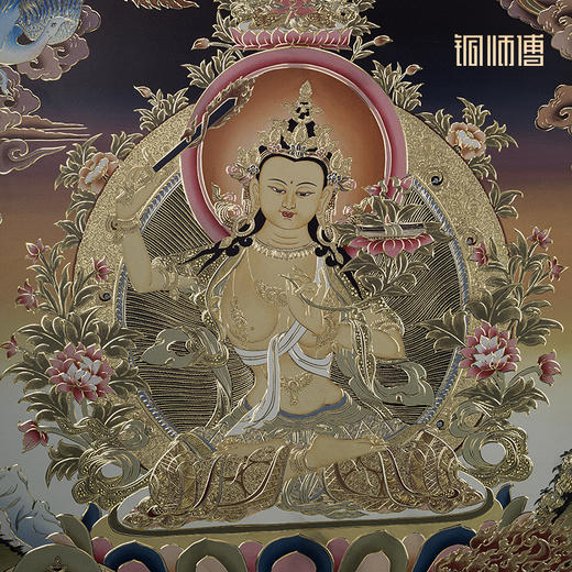 铜师傅 手工錾刻 唐卡铜雕画《文殊菩萨之二》 商品图4