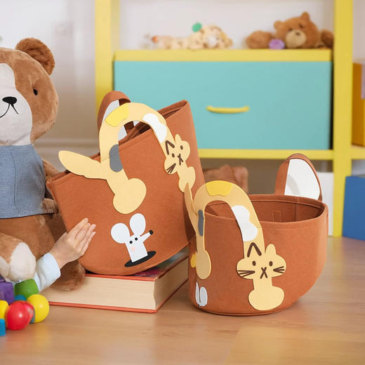 【一筒多用❗️大容量桶身】儿童毛绒玩具收纳桶大容量家居整理箱衣物脏衣桶毛毡收纳篮收纳筐 商品图3