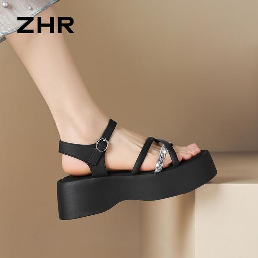 ZHR【增高6cm】厚底闪耀水钻凉鞋银色2026夏季新款小个子松糕鞋女 商品图8