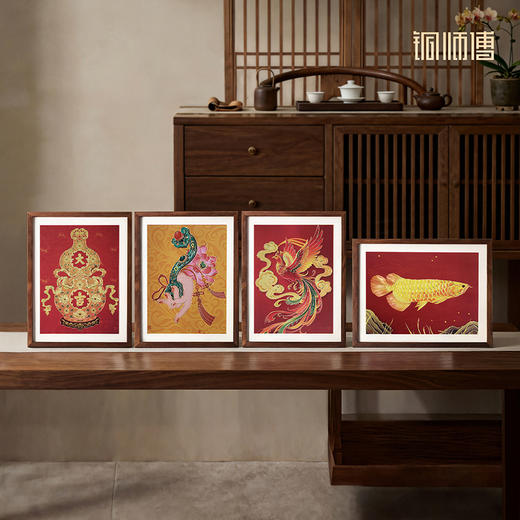 铜师傅 手工錾刻 铜雕画《福禄大吉（桌面）系列 》书房办公室装饰画 商品图0