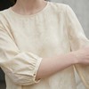 PALUOPO/PL23姆米暗纹提花桑蚕丝圆领国风宽松显瘦七分袖T恤ES250700Z 商品缩略图3