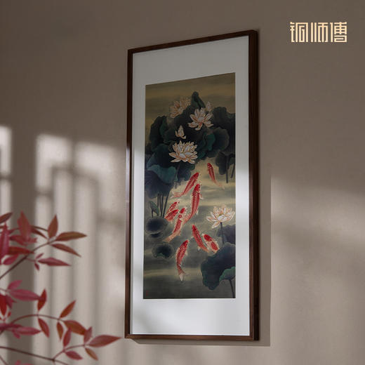 铜师傅 手工錾刻 铜雕画《九鱼呈祥》客厅玄关沙发背景墙装饰画 商品图2