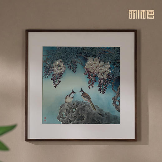 铜师傅 手工錾刻 铜雕画《空幽浪漫》客厅玄关沙发背景墙装饰画 商品图3