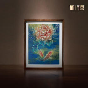 铜师傅 手工錾刻 铜雕画 《牡丹锦鲤（桌面）》书房办公室装饰画