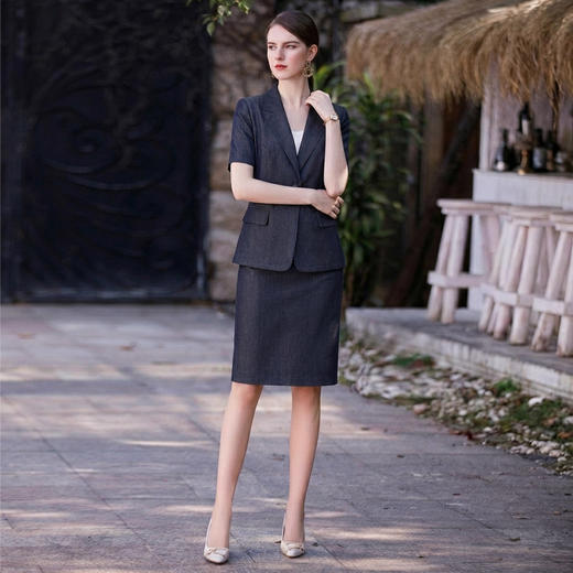 IWY/牛仔蓝夏季职场西装套裙套裤外套气质OL通勤上班高级感工作服26CPS967 商品图3