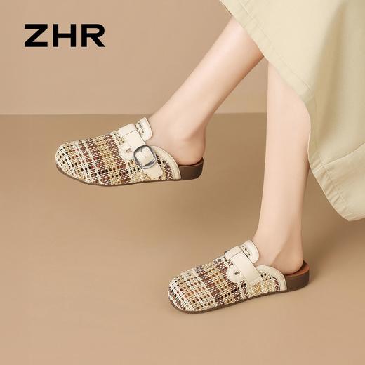 ZHR混色编织镂空透气勃肯拖鞋2026夏季新款一脚蹬拖鞋勃肯鞋女鞋 商品图7