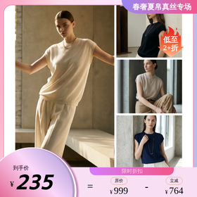 PALUOPO/PL春夏圆领舒适减龄针织短袖小个子百搭T恤女ES250953M