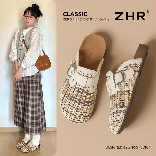 ZHR混色编织镂空透气勃肯拖鞋2026夏季新款一脚蹬拖鞋勃肯鞋女鞋 商品图2