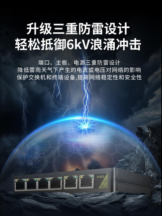 桢田6口百兆无源POE交换机(2ED+1EP6+3EP)塑壳69P62E6 商品图2